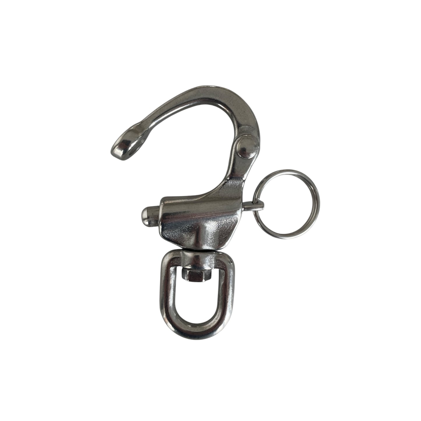 Schnappschäkel mit Wirbelauge V4A - Unverlierbarer Bolzen